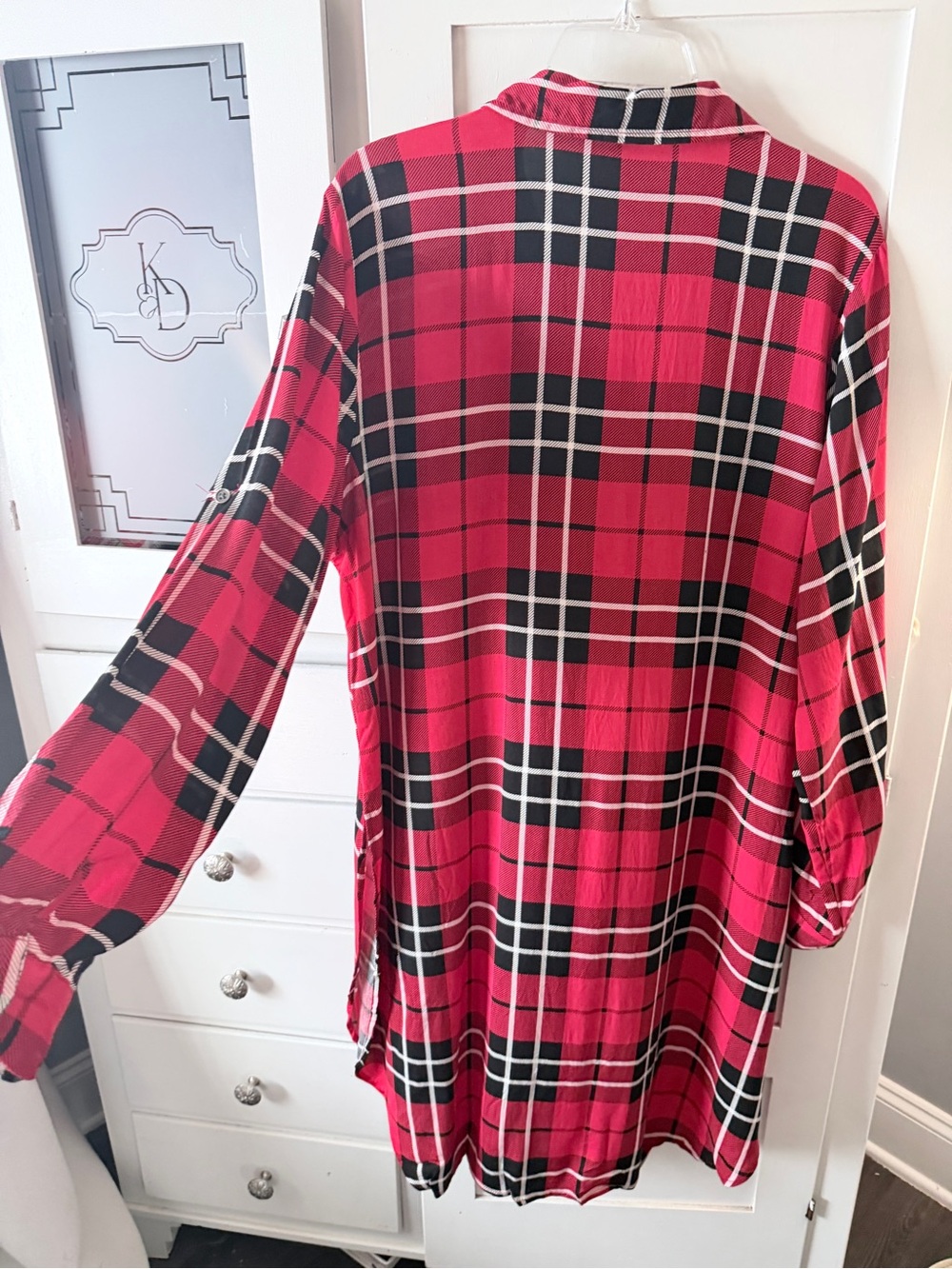 Miss Lili Red and Black Plaid Button-Up Tunic - Picture 5 of 10